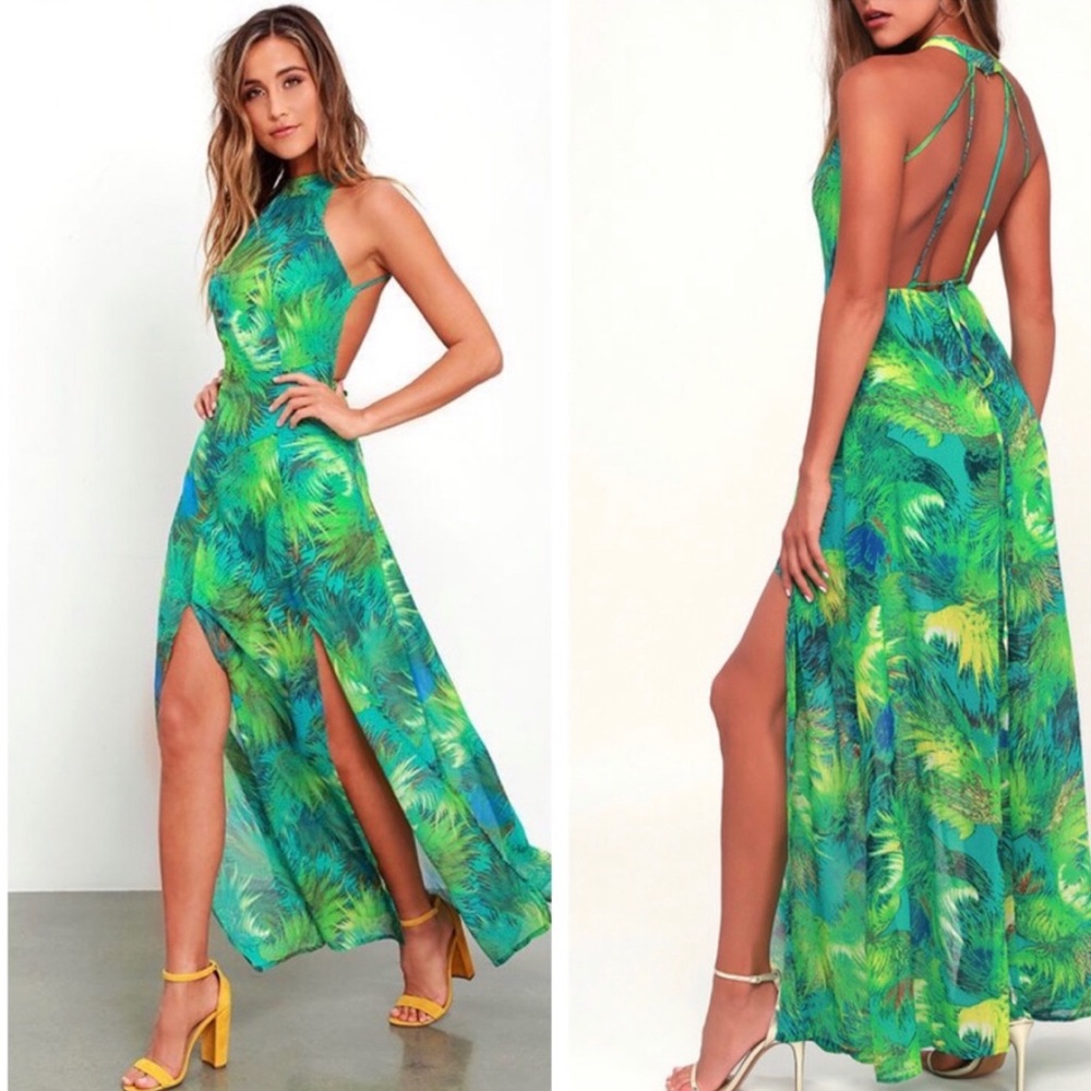Tropical Print Maxi Dress
